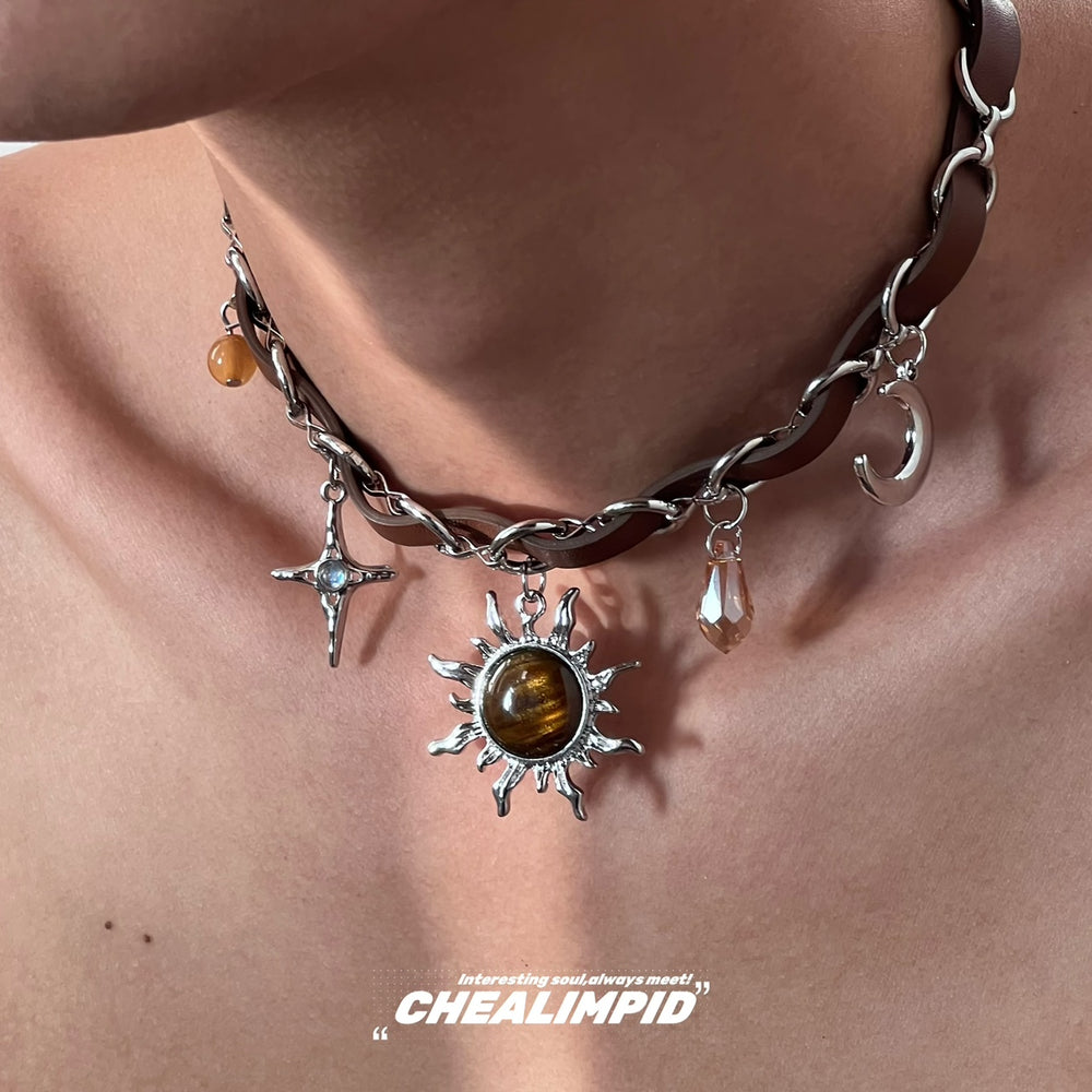 Maillard Brown Blazing Sun Star Necklace ArtsKoreanMan