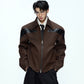 【25s Oct.】Glossy Paneled Deconstructed Leather Jacket