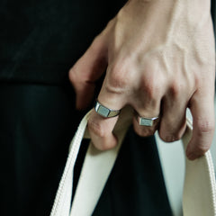 Blue Cloud Mother-of-Pearl Inlaid Plain Ring
