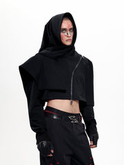 【25s Sep.】Wizard Hat Deconstructed Diagonal Zipper Hoodie