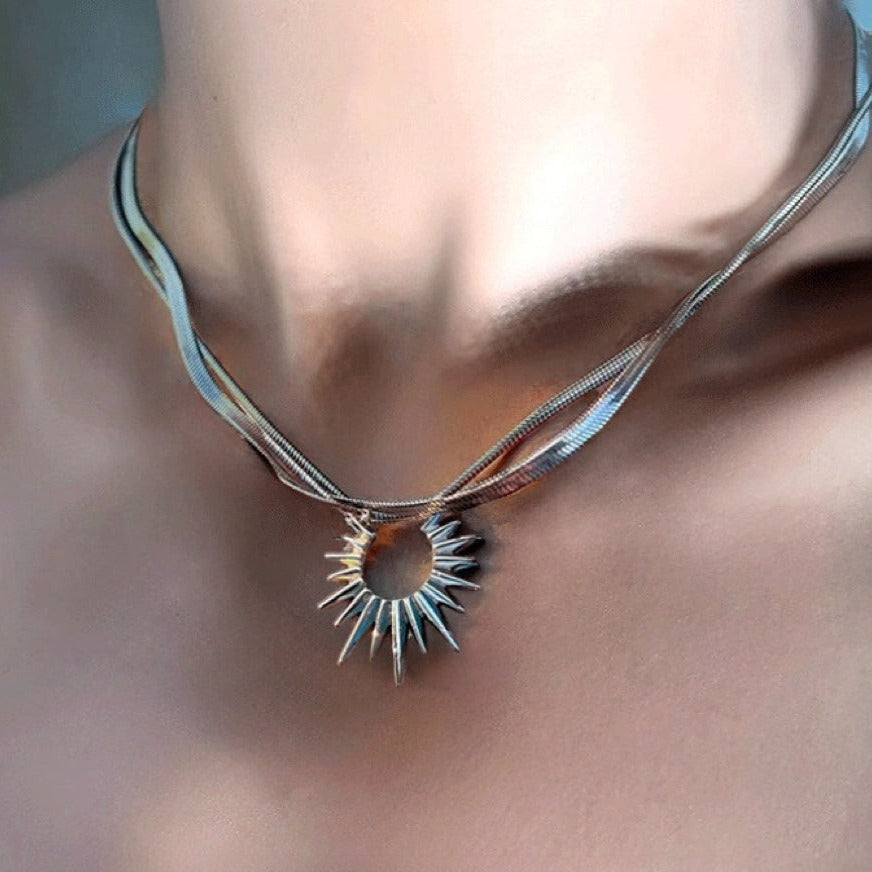 Sun God Double Layer Titanium Steel Necklace ArtsKoreanMan