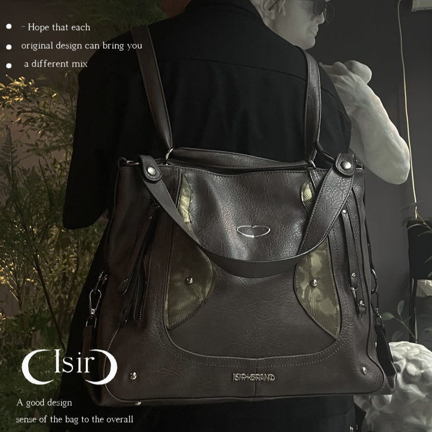 Retro Color-blocked Crossbody/Backpack ArtsKoreanMan