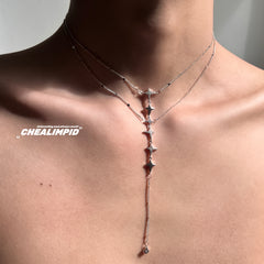 Fishbone Multi-layered Sparkling Star Necklace