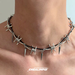 Thorn Wrap Punk Metal Rivet Necklace