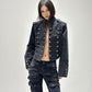 【25s Sep.】Vintage Structured Shoulder Slim Blue Denim Jacket