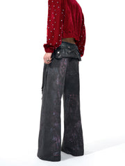 【26s Jan.】Detachable Fringe Utility Belt-Bag Denim Pants