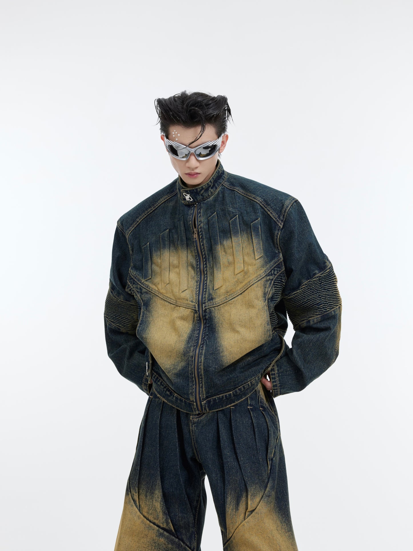 【24s January.】3D Relief Design Deconstructed Denim Suit