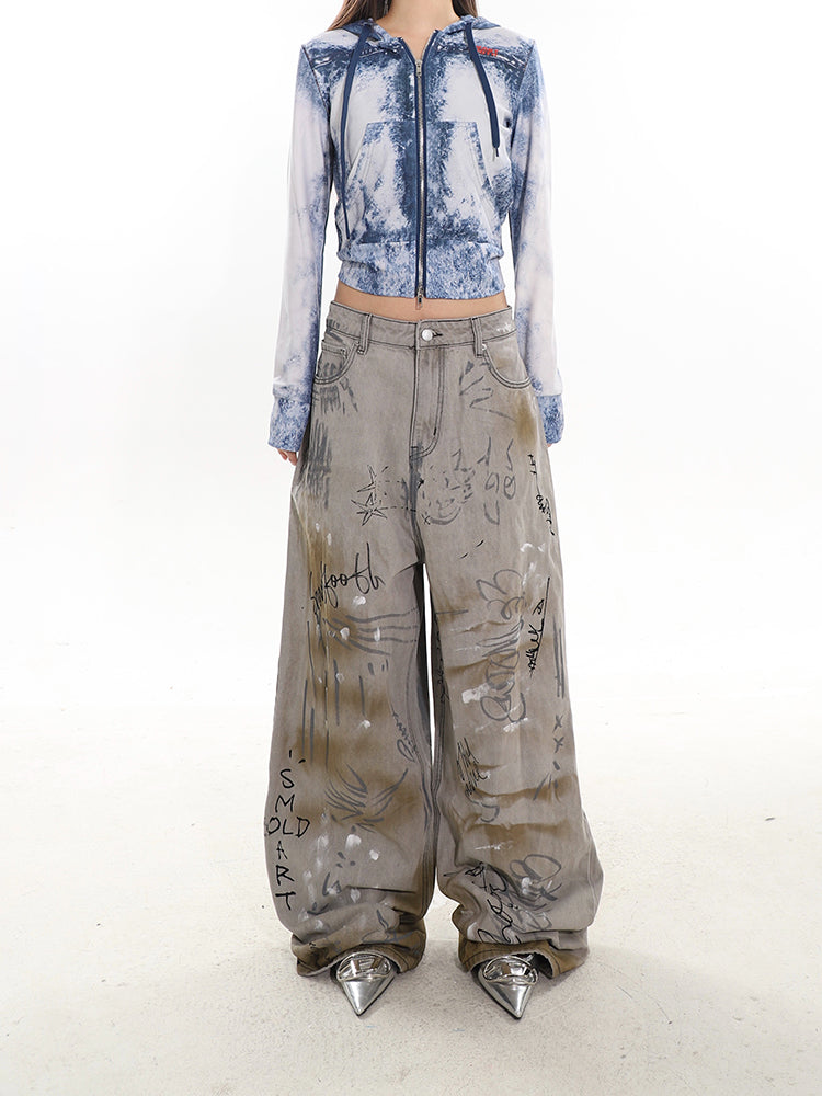 【24s February.】Hand Drawn Graffiti Baggy Jeans ArtsKoreanMan