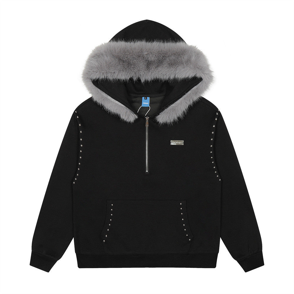 【25s Sep.】Slouchy Fur Collar Cardigan Hoodie