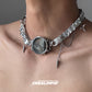 Time Dial Metal Leather Necklace