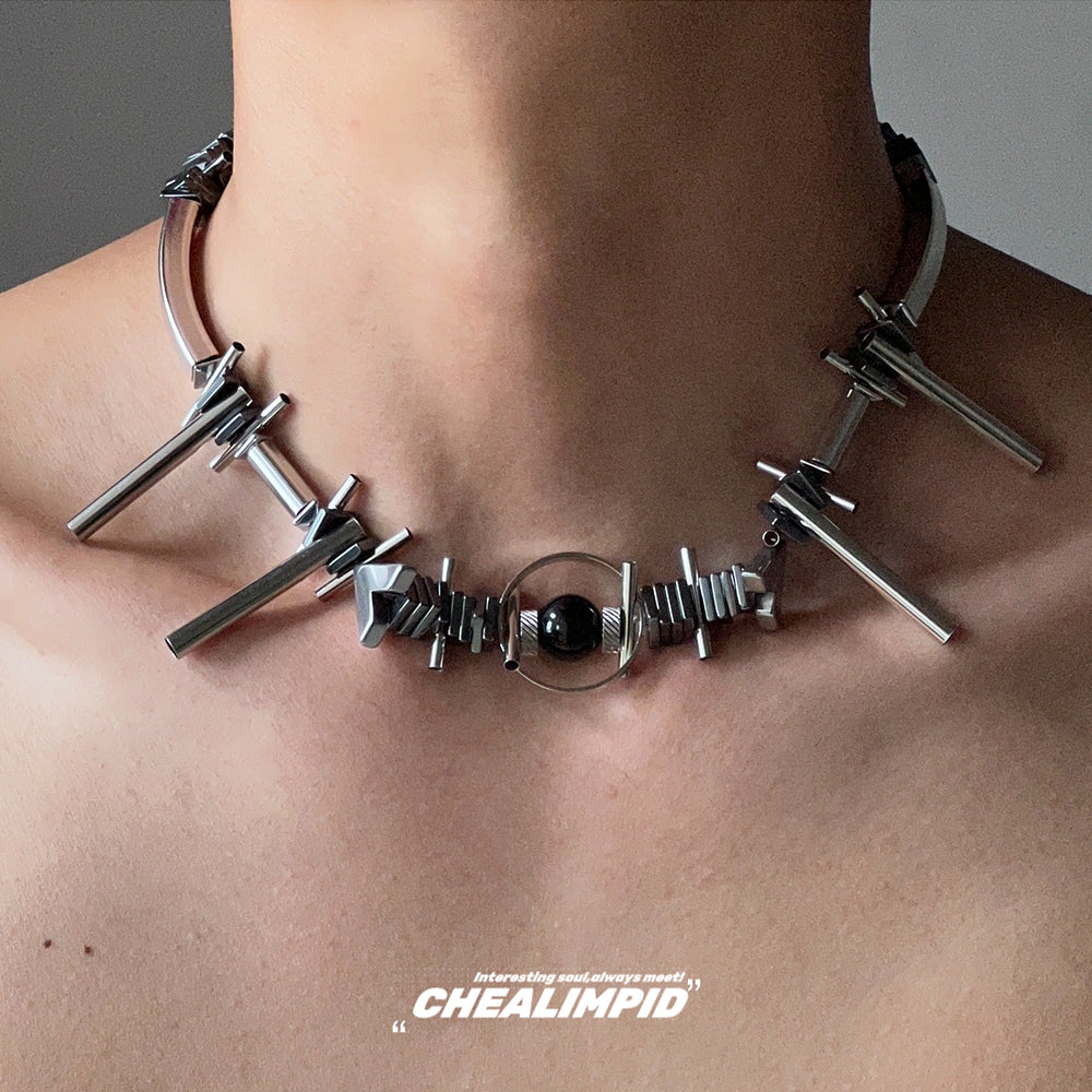 Mechanic Metal Irregular Necklace ArtsKoreanMan