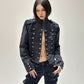 【25s Sep.】Vintage Structured Shoulder Slim Blue Denim Jacket
