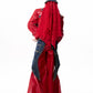 【25s Oct.】Denim Patchwork Red Leather Jacket/Double Waist Leather Pants