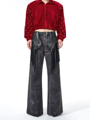 【26s Jan.】Detachable Fringe Utility Belt-Bag Denim Pants