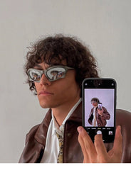 Y2K Shaped Large Frame Retro Geometric Sunglasses ArtsKoreanMan