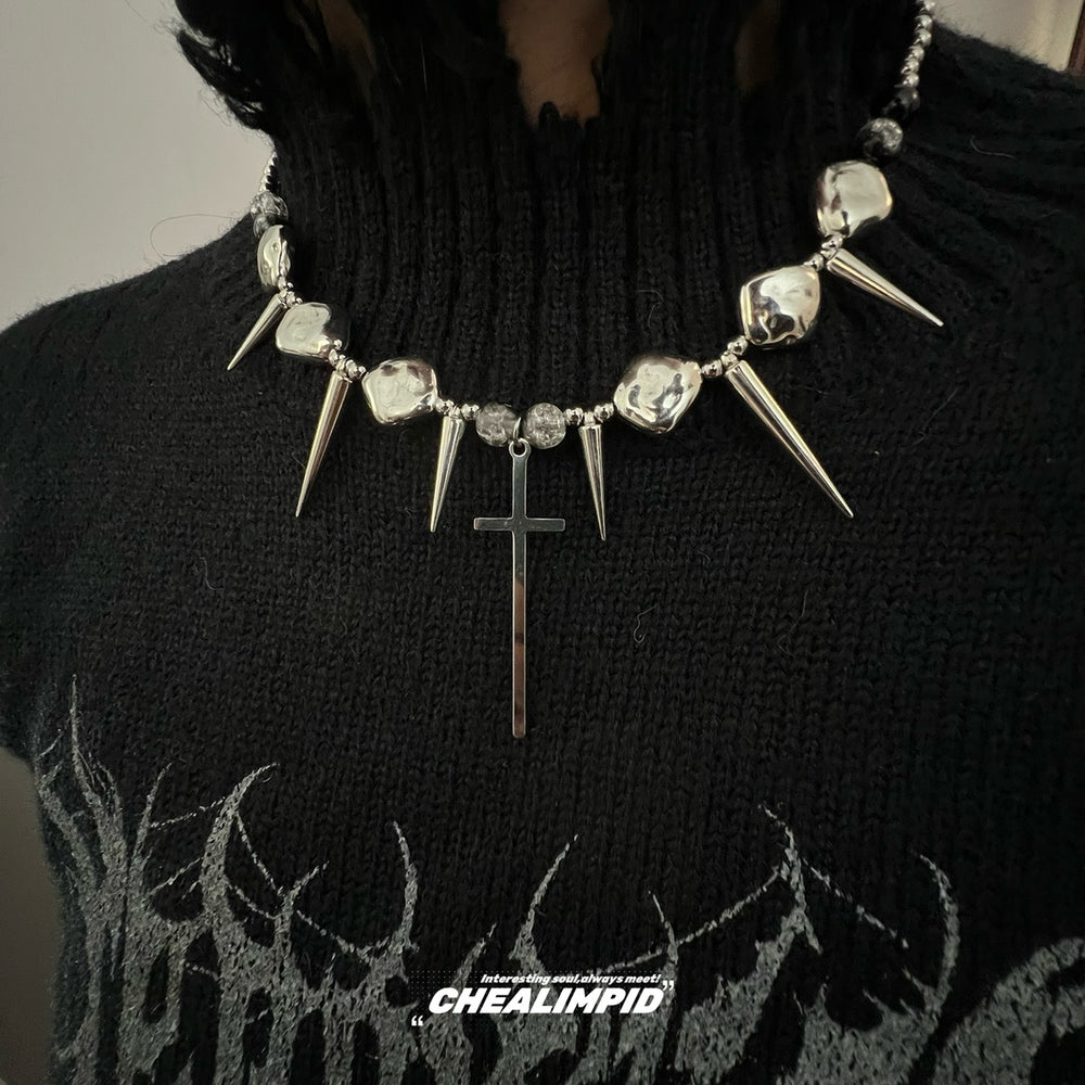 Cross Stud Punk Necklace ArtsKoreanMan