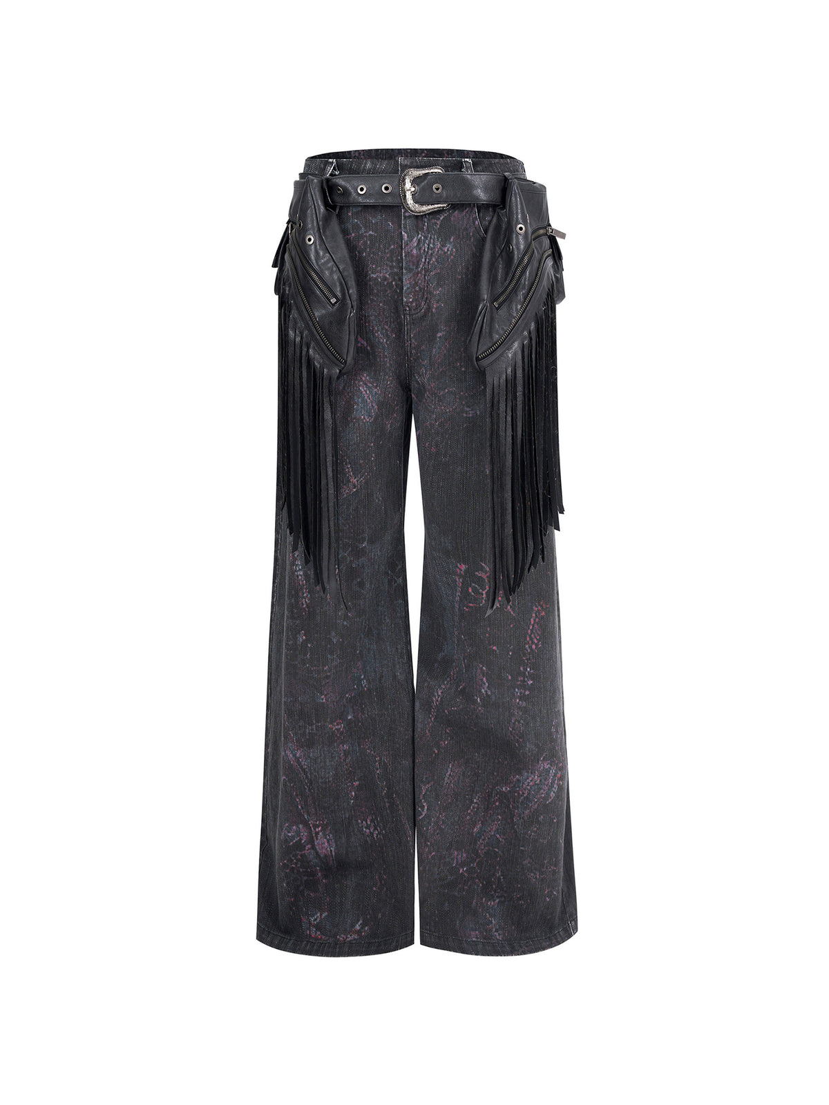 【26s Jan.】Detachable Fringe Utility Belt-Bag Denim Pants