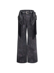 【26s Jan.】Detachable Fringe Utility Belt-Bag Denim Pants