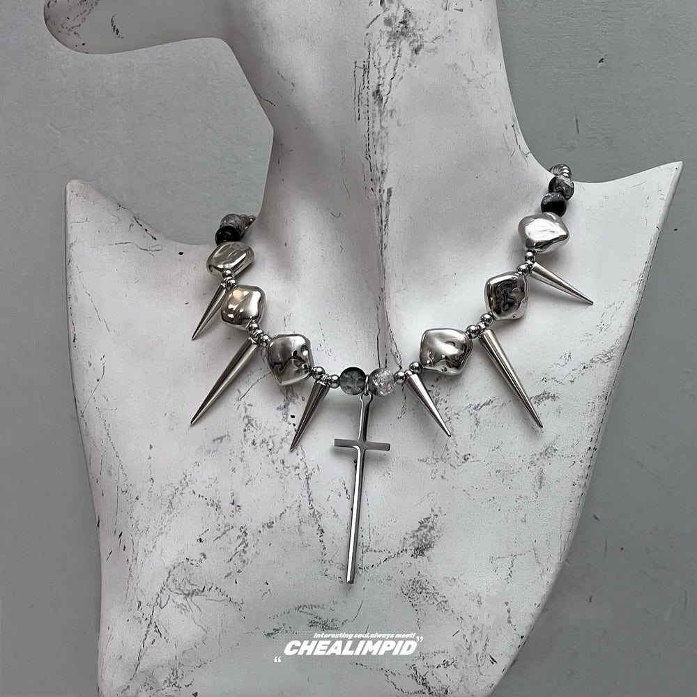 Cross Stud Punk Necklace ArtsKoreanMan