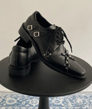 Dark Punk Style Lace-up Leather Shoes
