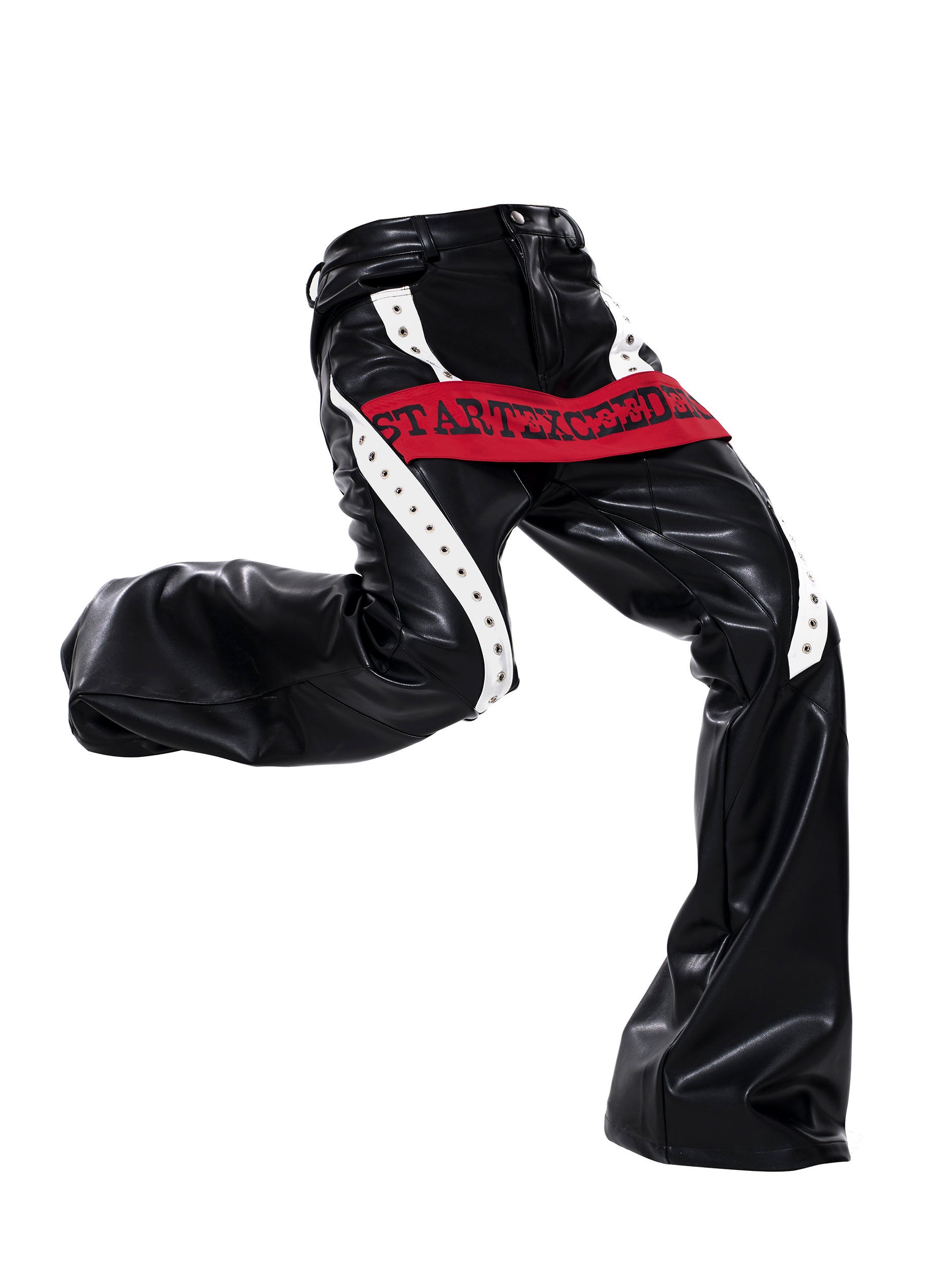 【25s Dec.】Color-blocked Ribbon Racing Leather Jacket/ Pants