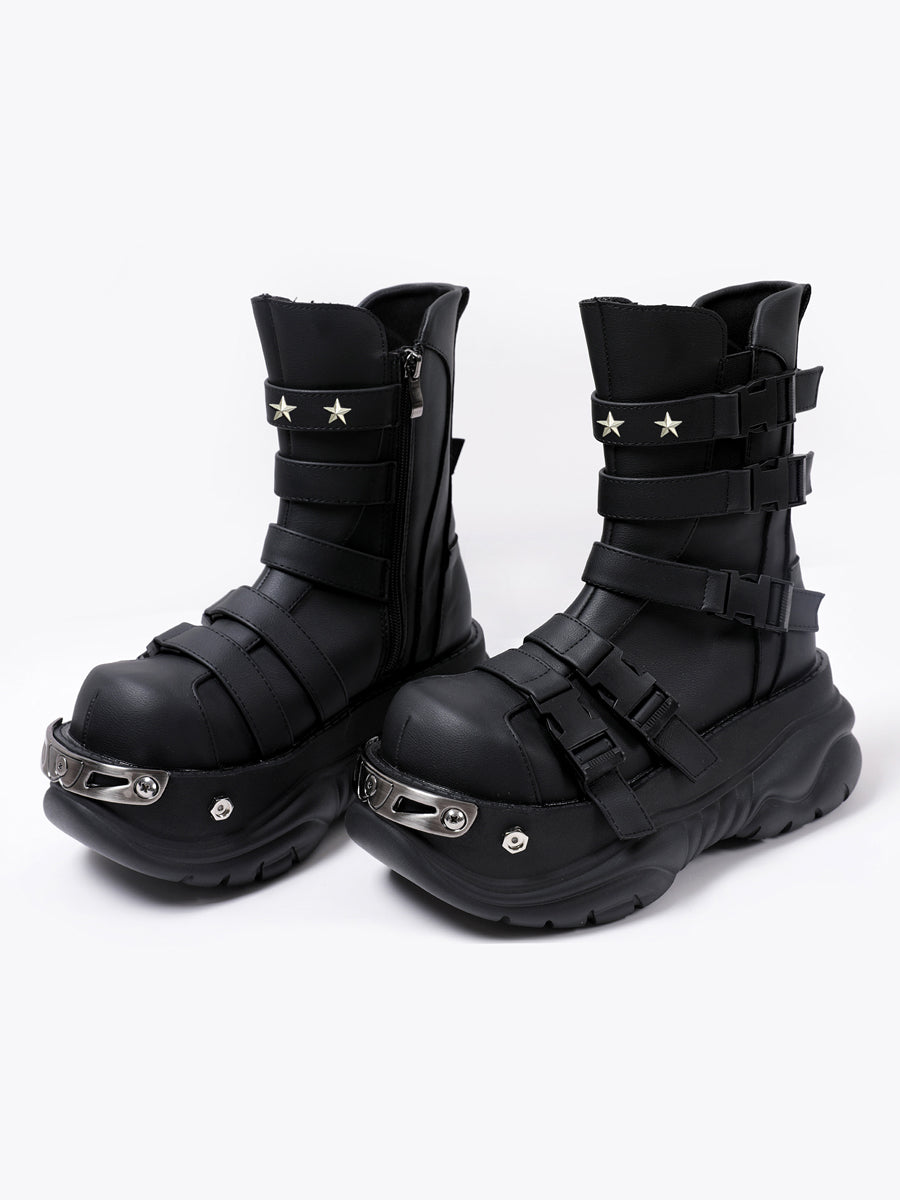 Metal Punk Round Toe Martin Boots ArtsKoreanMan