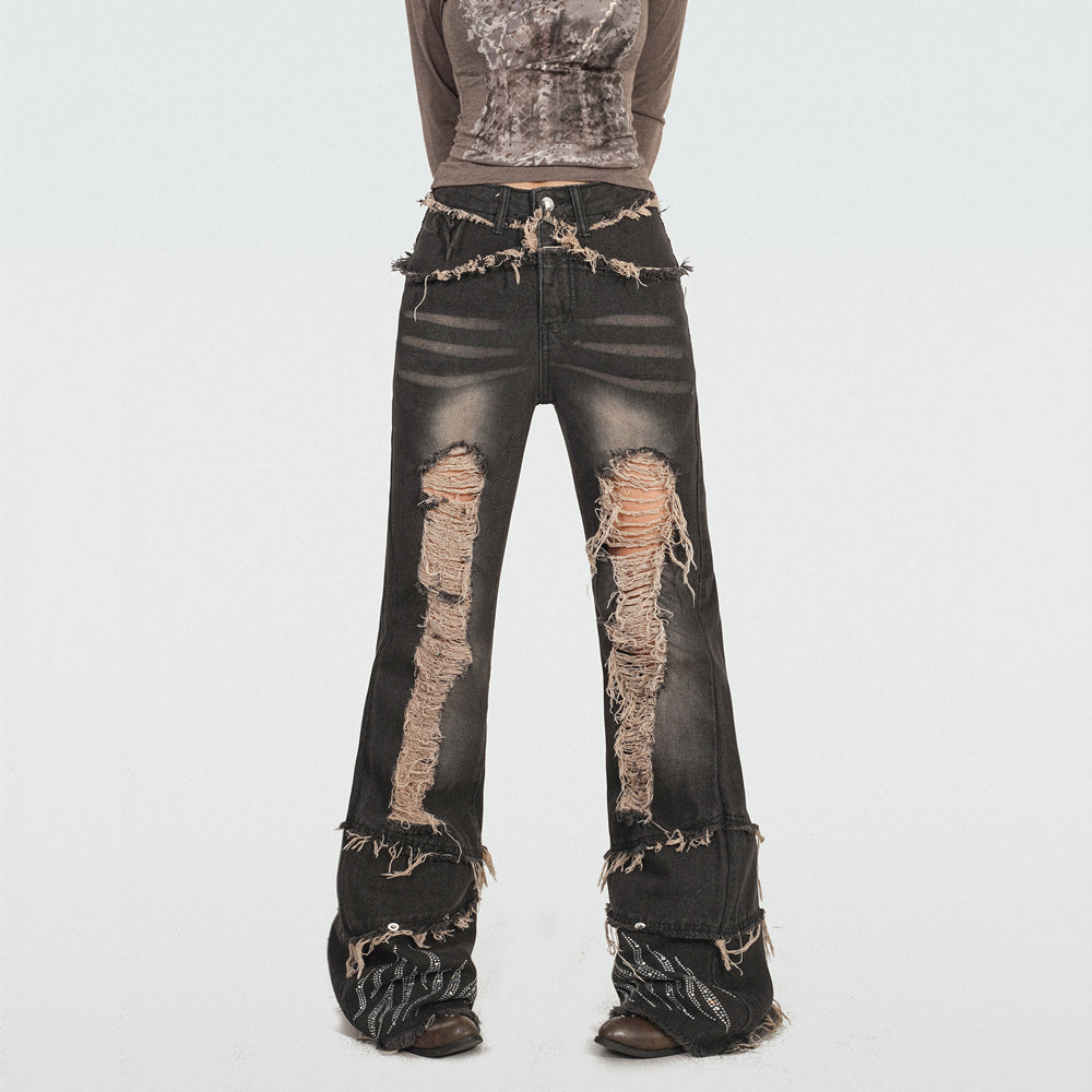 【24s Nov.】Wasteland Style Ripped Fringe Jeans ArtsKoreanMan