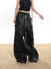 【24s January.】Coated Multi-pocket Wide-leg Street Cargo Pants ArtsKoreanMan