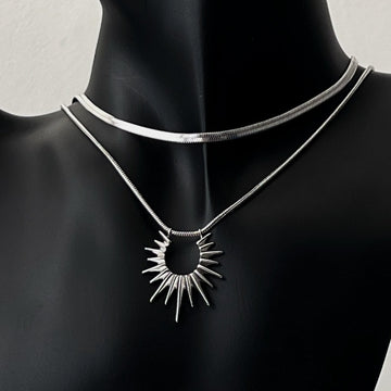 American Vintage Layered Titanium Steel Choker Necklace