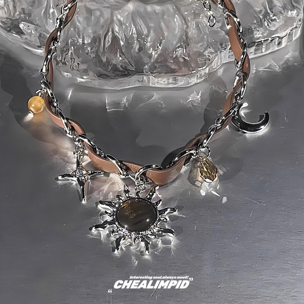 Maillard Brown Blazing Sun Star Necklace ArtsKoreanMan