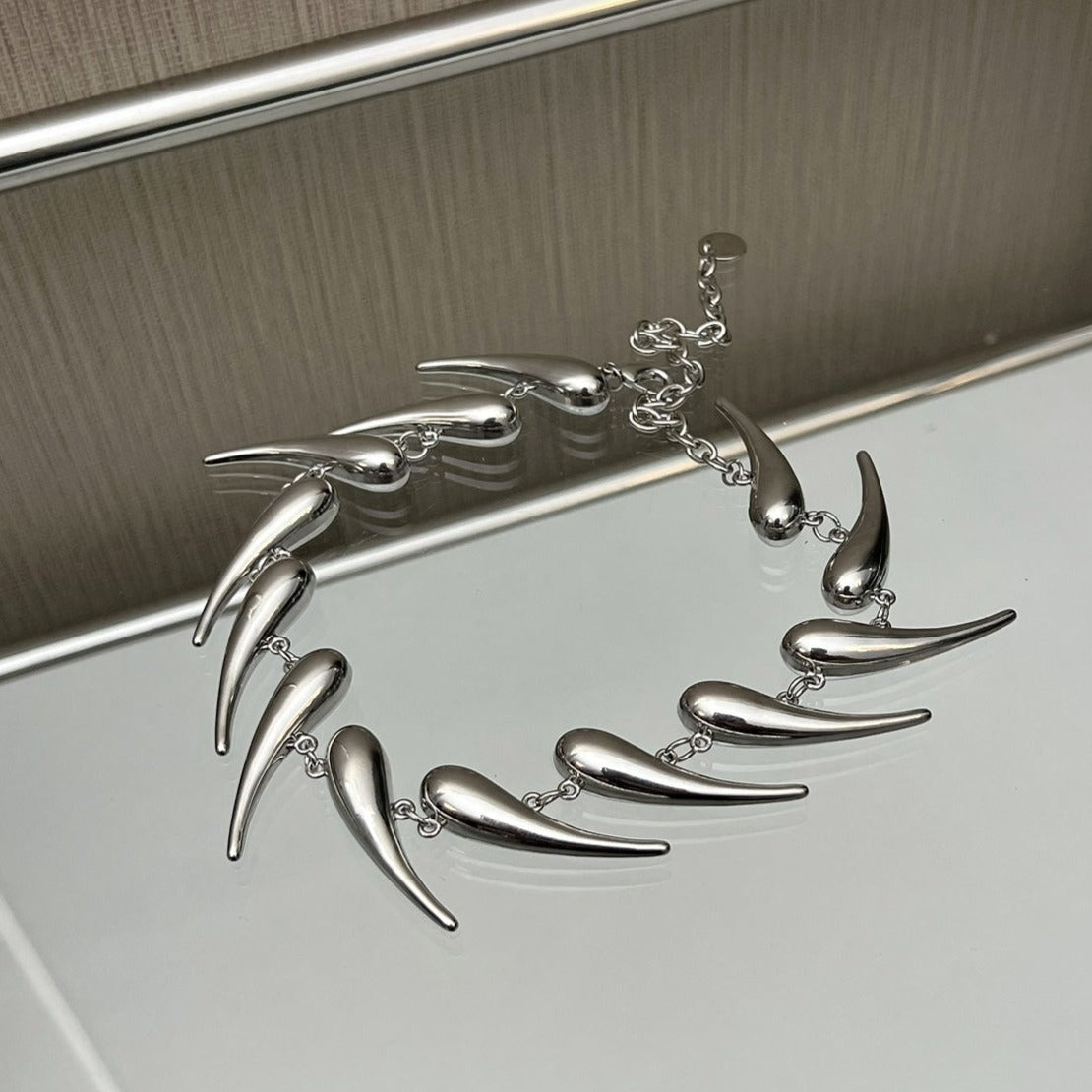 Geometric Silver Thorn Irregular Metal Necklace ArtsKoreanMan
