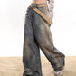 【24s January.】Washed Distressed Vintage Wide-leg Jeans