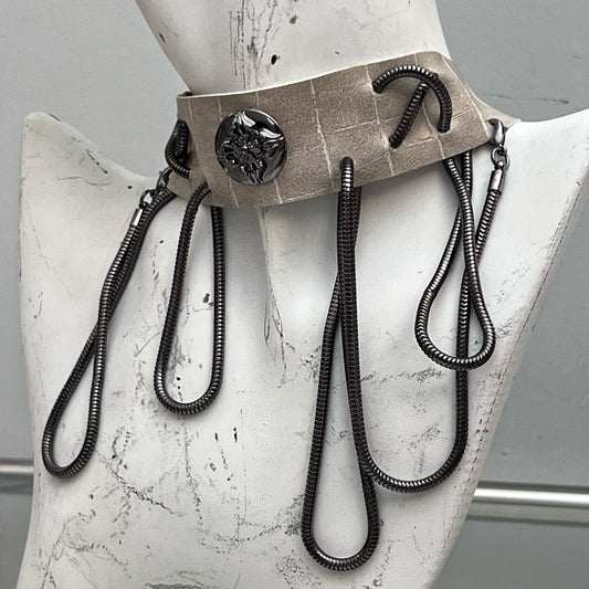 Medusa Snake Chain Leather Choker