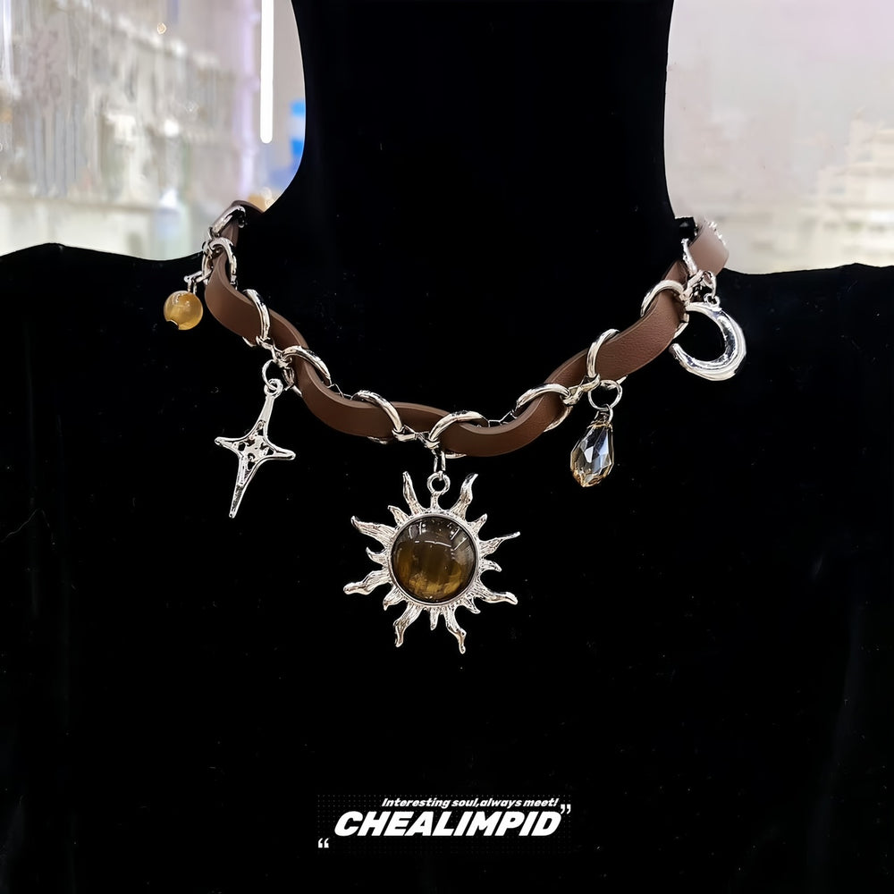 Maillard Brown Blazing Sun Star Necklace ArtsKoreanMan