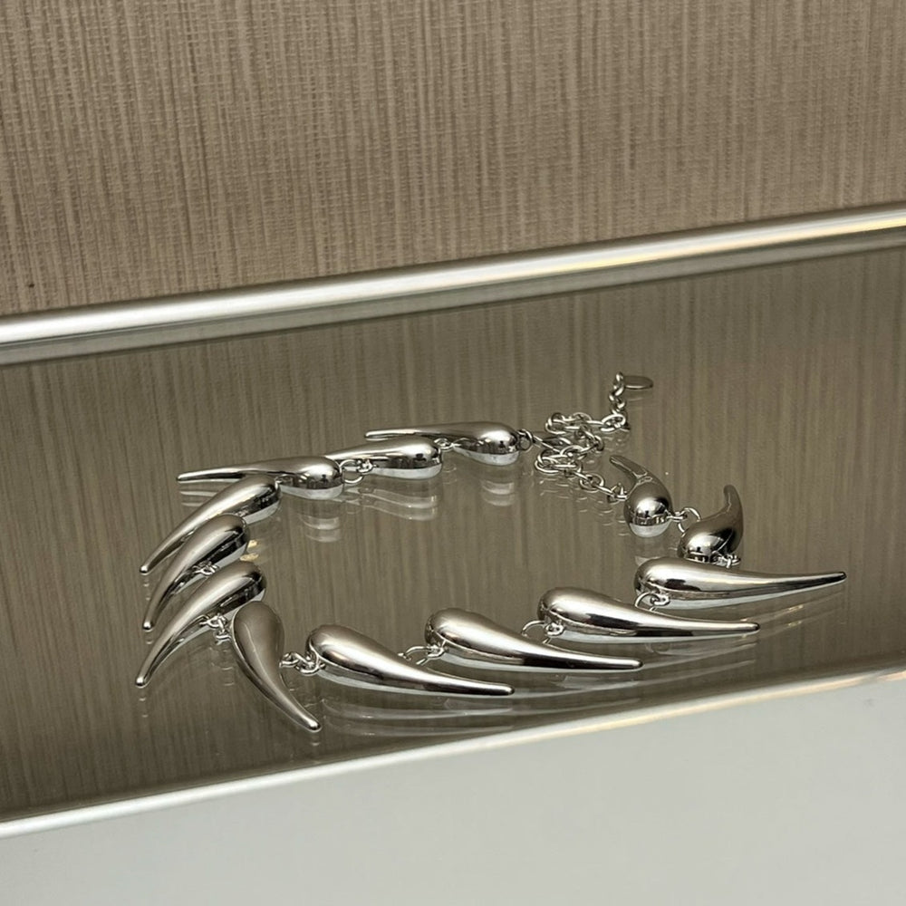 Geometric Silver Thorn Irregular Metal Necklace ArtsKoreanMan