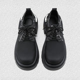 Denim Patchwork Iron Plate Thick-soled Derby Shoes