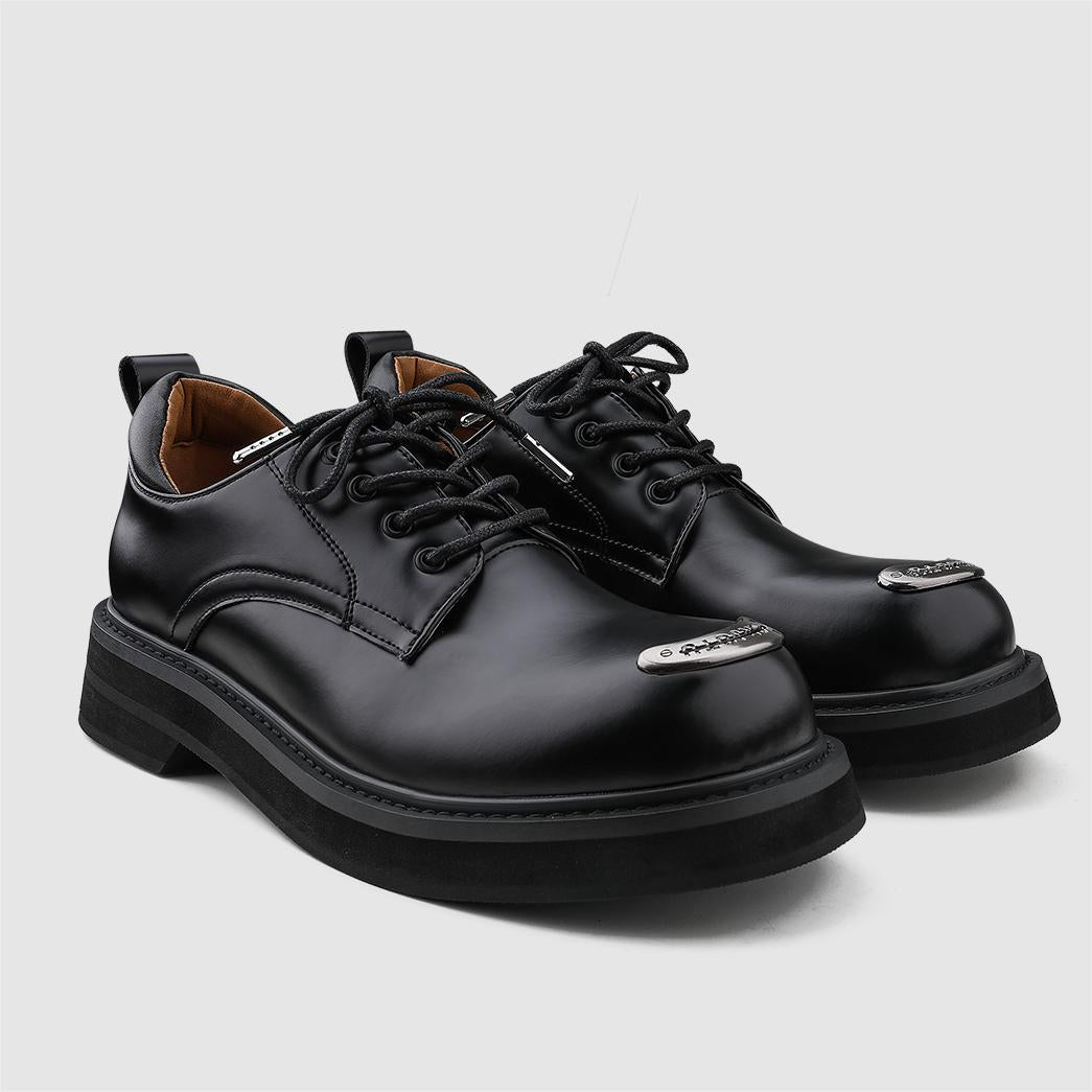 Thick-soled Metallic Derby Shoes