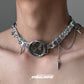 Time Dial Metal Leather Necklace