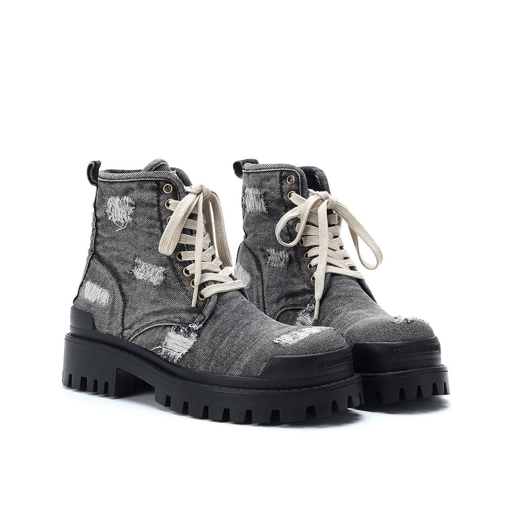 Denim canvas thick-soled Martin boots ArtsKoreanMan