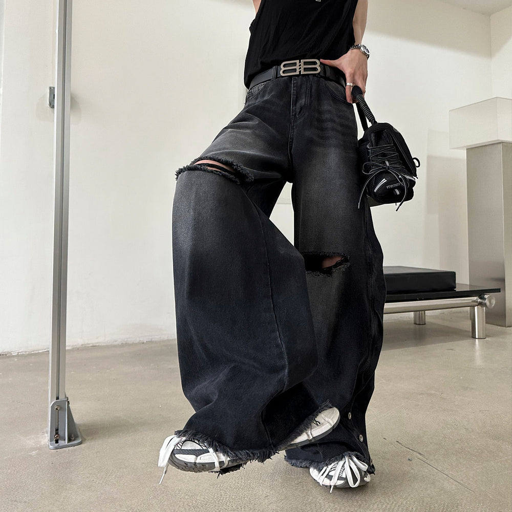 【24s Aug.】High Street Vibe Retro Ripped Oversize Jeans ArtsKoreanMan