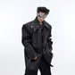 【24s March.】Vintage Aged Silhouette Bone Line Design Leather Jacket