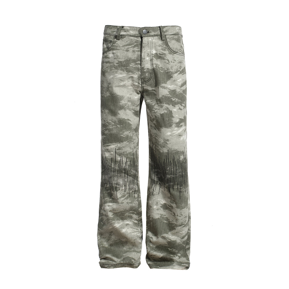 【25s Feb.】Camouflage American Embroidery Casual Pants