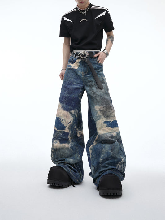 【24s May.】Vintage Digital Print Jeans