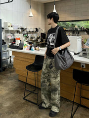 【25s Feb.】Camouflage American Embroidery Casual Pants