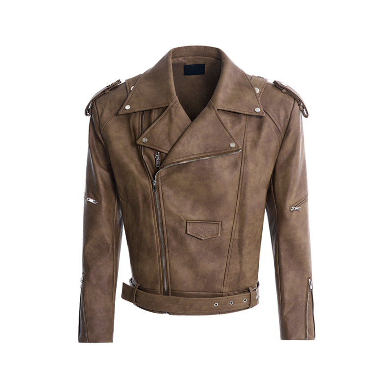 【24s Oct.】Deconstructed Blazer-collar Leather Biker Jacket ArtsKoreanMan