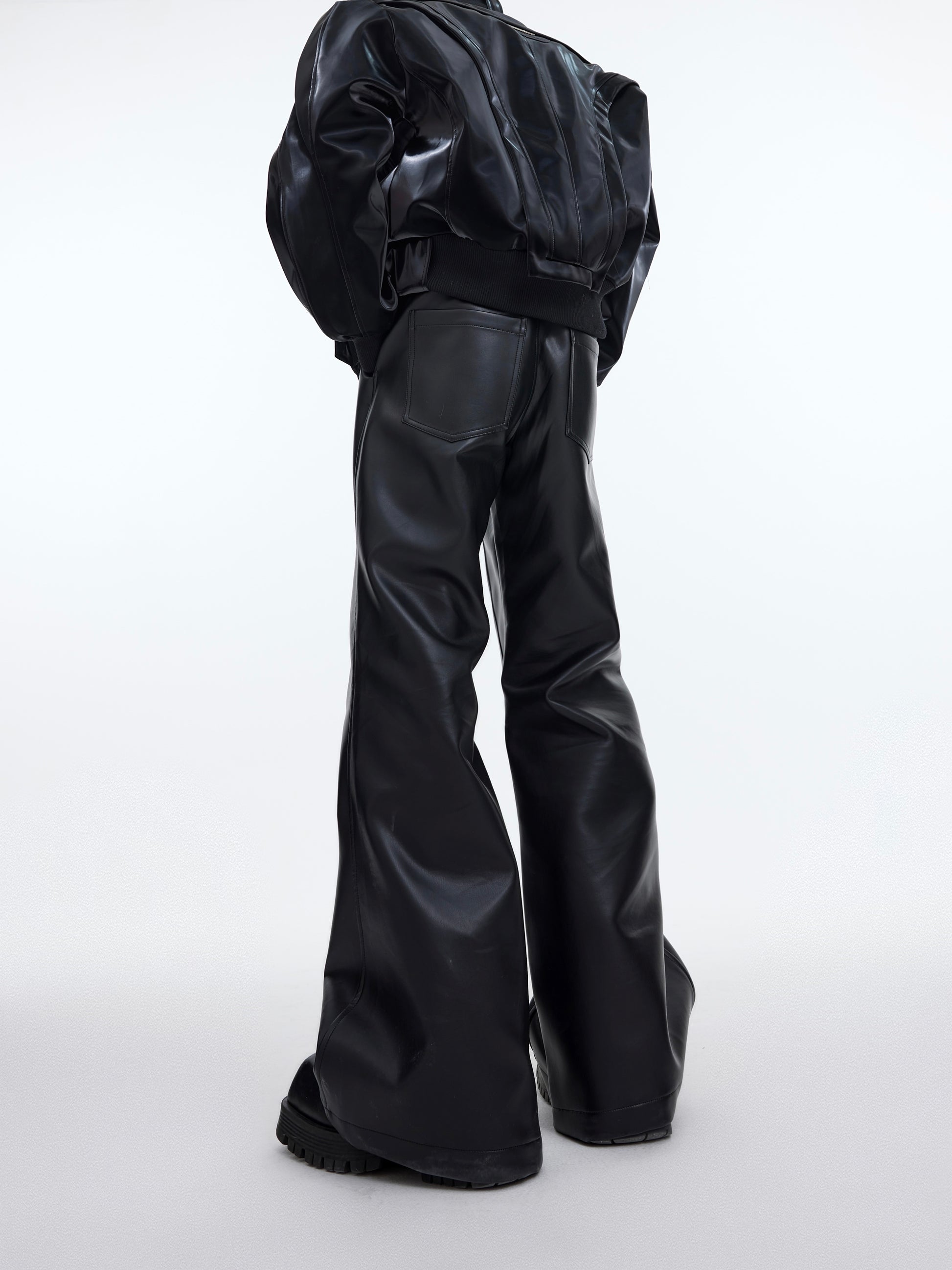Fitted Flared Leather Trousers