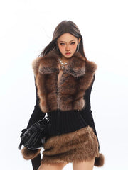 【25s Jan.】Hot Girl Eco-friendly Fur Stitching Fur Collar Jacket