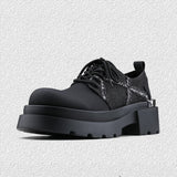 Denim Patchwork Iron Plate Thick-soled Derby Shoes