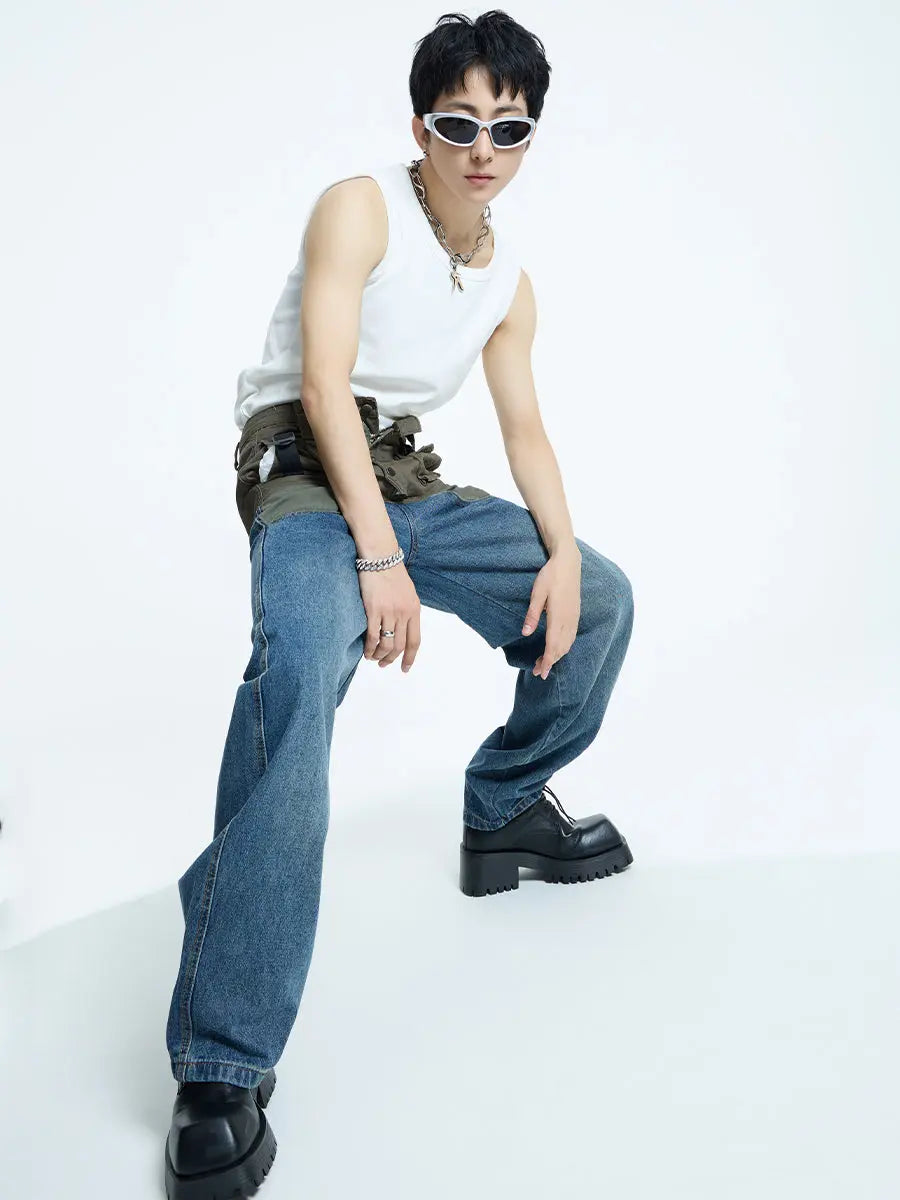 【23s September.】Vintage Multi-Pocket Panel Denim Cargo Pants ArtsKoreanMan