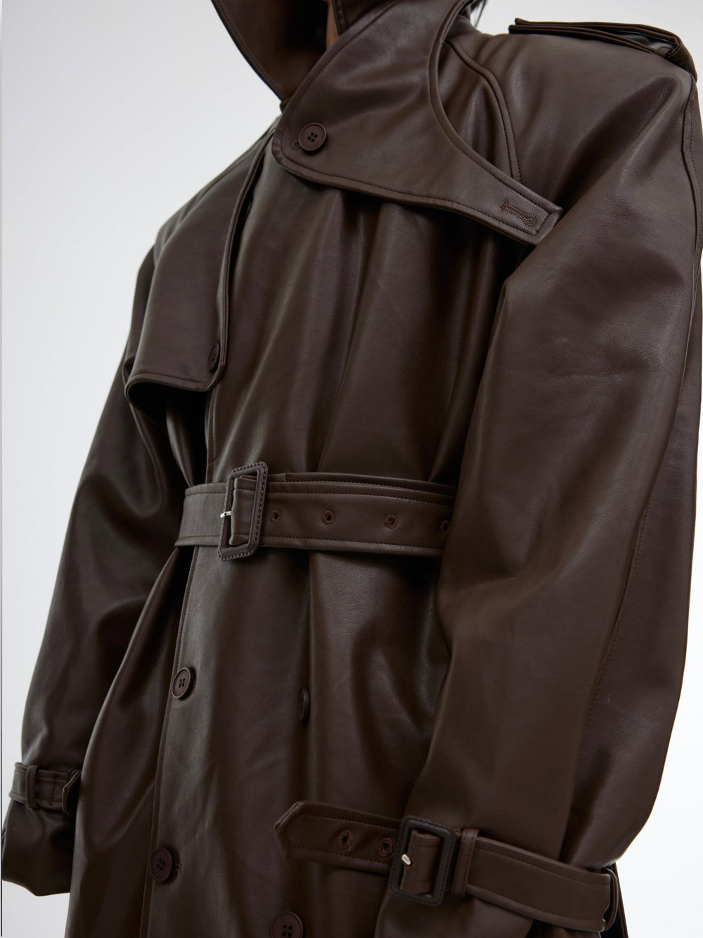 【23s October.】Deconstructed Silhouette PU Leather Coat ArtsKoreanMan